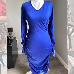 Royal blue strappy back ruched bodycon size M